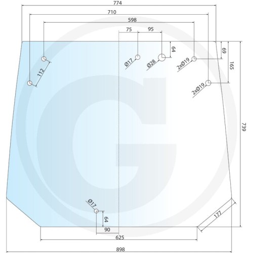 Szyba tylna Fendt Seria Farmer 200: Farmer 280 V (Typ 208) Seria Fendt 200: Fendt 206 V+F (Typ 210), Fendt 207 V (Typ 232), Fendt 207 V+F (Typ 212), Fendt 207 V+F (Typ 260), Fendt 208 V+F (Typ 213)