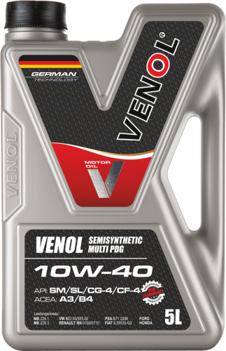 VENOL SEMISYNTHETIC MULTI PDG SM SL CG 4 CF 4 10W40 5L